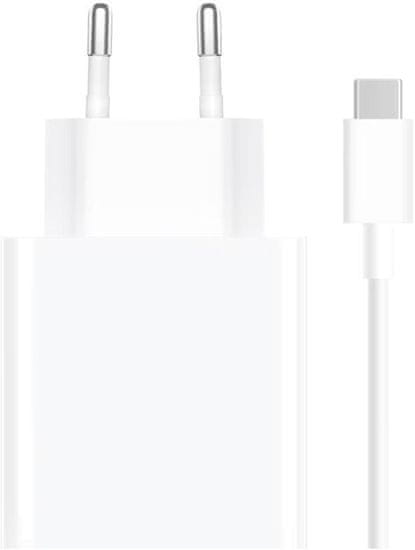 Xiaomi síťová nabíječka, 67W, biela + USB-C kábel, biela