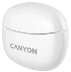 Canyon TWS-5 BT slúchadlá s mikrofónom, BT V5.3 JL 6983D4, púzdro 500mAh + 40mAh až 38h, biela