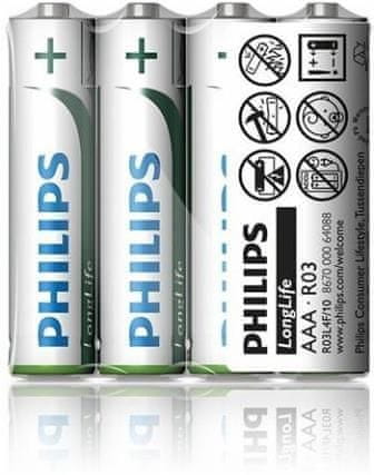 Philips batéria AAA LongLife zinkochloridová - 4ks