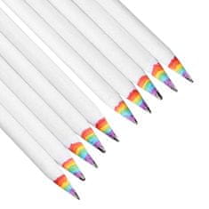 Northix 10x Ceruzky s dúhovými farbami - biela 