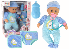 Detská bábika Zvuk cumlík Bib Blue Cat Pyžamo