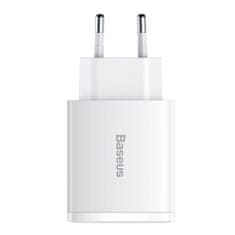 BASEUS Compact sieťová nabíjačka USB-C / 2x USB 30W 3A PD QC, biela