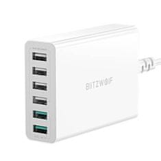 Blitzwolf BW-S15 sieťová nabíjačka 6x USB QC 60W, biela