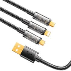 Joyroom 3in1 kábel USB - USB-C / Lightning / micro USB 3.5A 1.2m, modrý