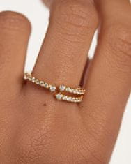 PDPAOLA Jedinečný pozlátený prsteň s čírymi zirkónmi SISI Gold AN01-865 (Obvod 48 mm)