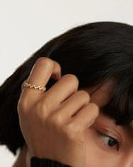 PDPAOLA Trblietavý pozlátený prsteň so zirkónmi ZIPPER Gold AN01-685 (Obvod 48 mm)