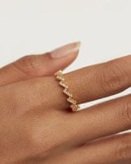 PDPAOLA Trblietavý pozlátený prsteň so zirkónmi ZIPPER Gold AN01-685 (Obvod 48 mm)