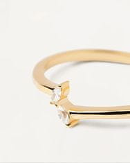 PDPAOLA Jemný pozlátený prsteň so zirkónmi EVA Gold AN01-876 (Obvod 48 mm)