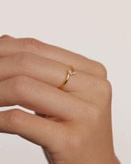 PDPAOLA Jemný pozlátený prsteň so zirkónmi EVA Gold AN01-876 (Obvod 48 mm)