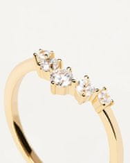 PDPAOLA Pôvabný pozlátený prsteň so zirkónmi CIEL Gold AN01-823 (Obvod 48 mm)