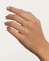 PDPAOLA Pôvabný pozlátený prsteň so zirkónmi CIEL Gold AN01-823 (Obvod 48 mm)