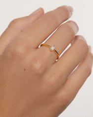 PDPAOLA Elegantný pozlátený prsteň s čírym zirkónom MIA Gold AN01-806 (Obvod 54 mm)