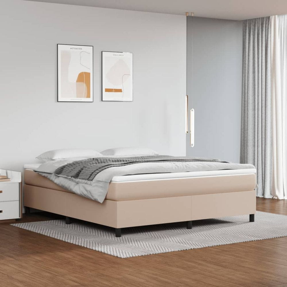 Vidaxl Boxspring posteľ s matracom kapučínová 160x200 cm umelá koža