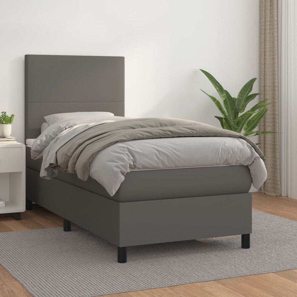 Vidaxl Boxspring posteľ s matracom sivá 80x200 cm umelá koža