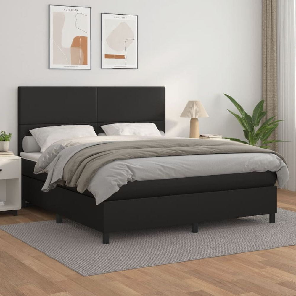 Petromila vidaXL Boxspring posteľ s matracom čierna 160x200 cm umelá koža