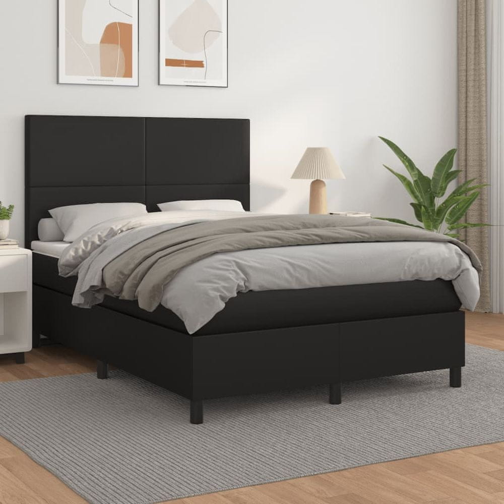 Petromila vidaXL Boxspring posteľ s matracom čierna 140x200 cm umelá koža