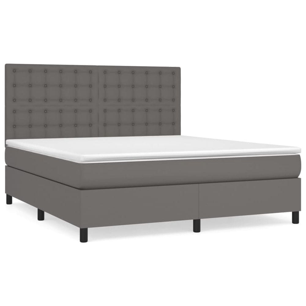 Vidaxl Boxspring posteľ s matracom sivá 180x200 cm umelá koža