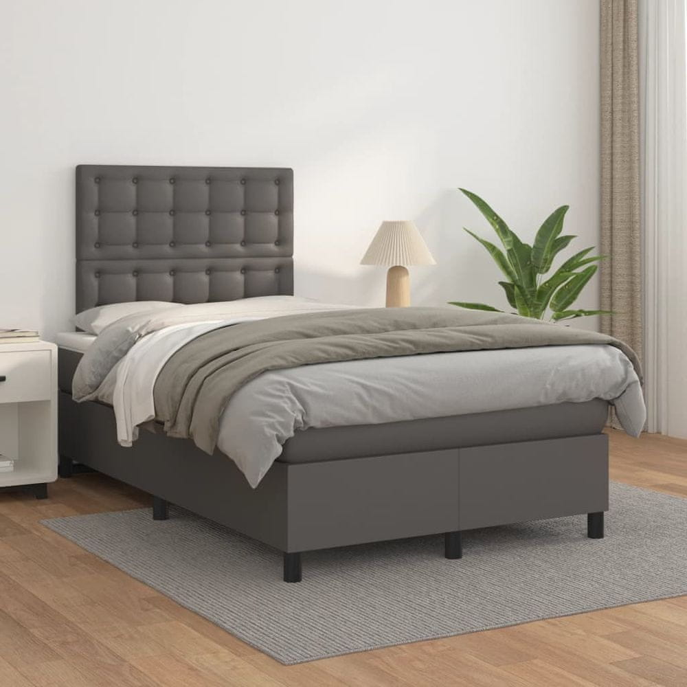 Petromila vidaXL Boxspring posteľ s matracom sivá 120x200 cm umelá koža