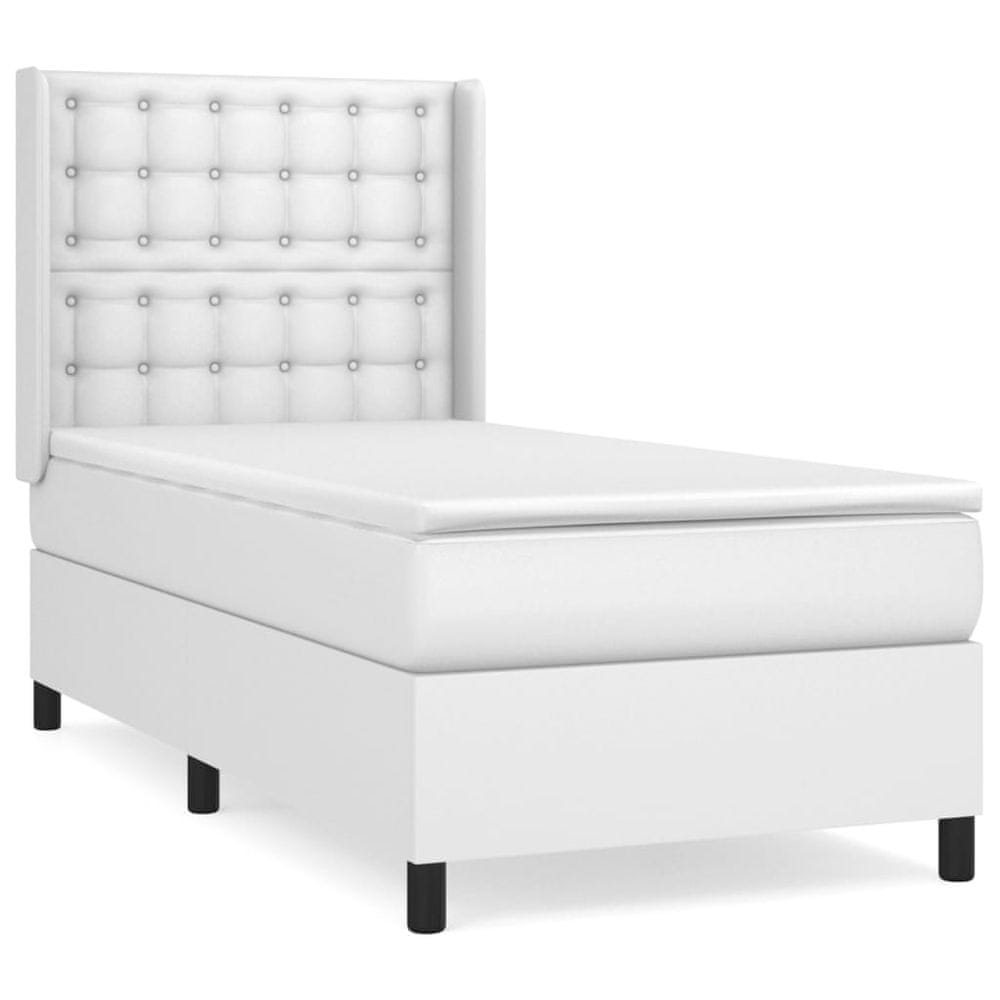 Vidaxl Boxspring posteľ s matracom biela 100x200 cm umelá koža
