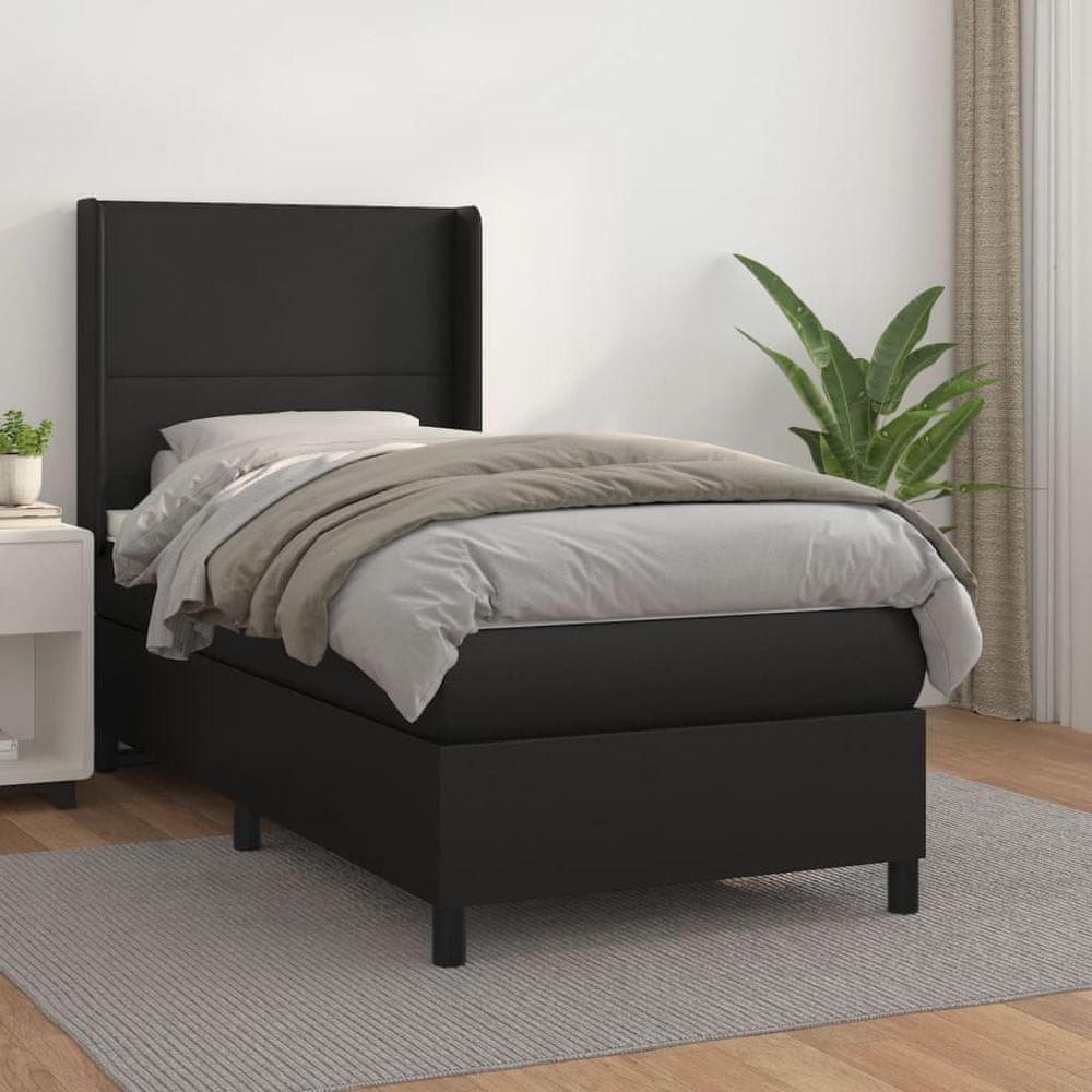 Vidaxl Boxspring posteľ s matracom čierna 80x200 cm umelá koža