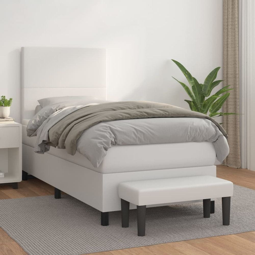 Vidaxl Boxspring posteľ s matracom biela 80x200 cm umelá koža