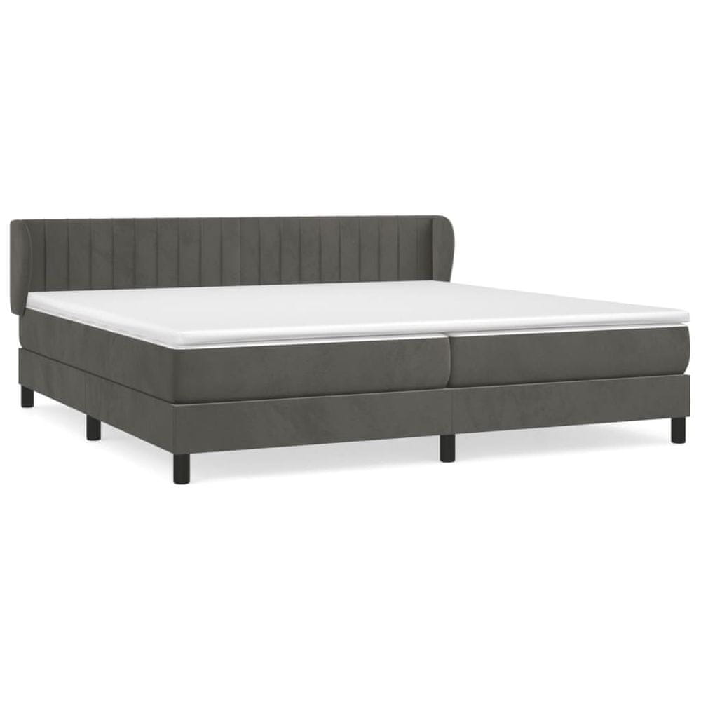 Vidaxl Posteľný rám boxspring s matracom tmavosivý 200x200 cm zamat