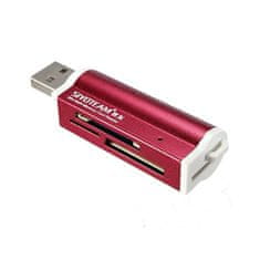 Northix All-in-One USB čítačka pamäťových kariet - Červená 