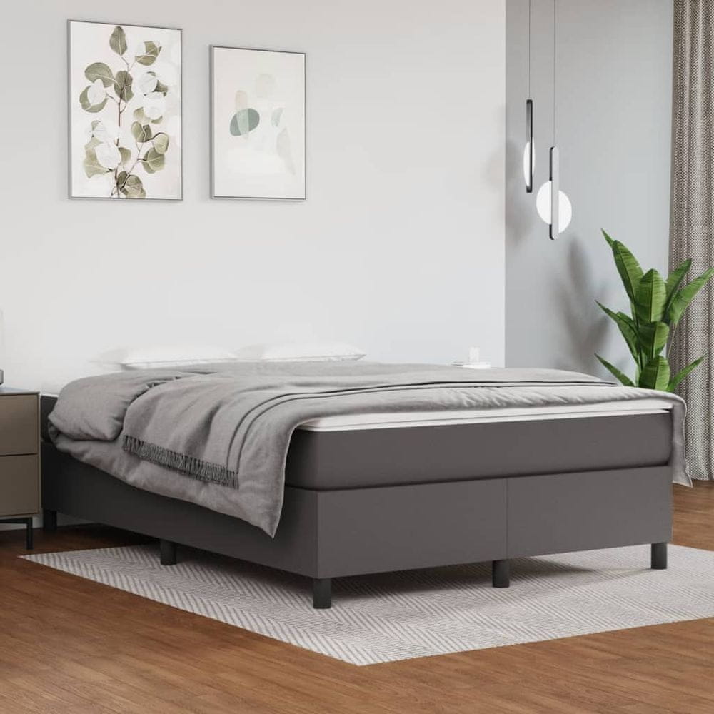 Vidaxl Boxspring posteľ s matracom sivá 140x200 cm umelá koža