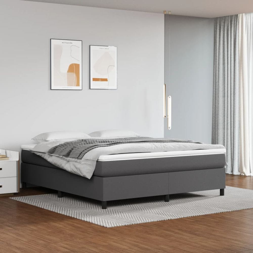 Petromila vidaXL Boxspring posteľ s matracom sivá 160x200 cm umelá koža