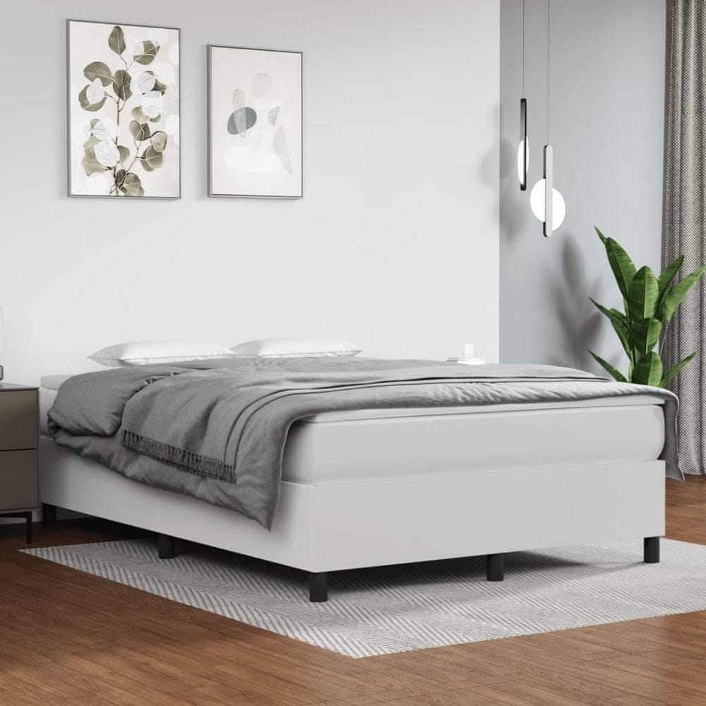 Vidaxl Boxspring posteľ s matracom biely 140x190 cm umelá koža