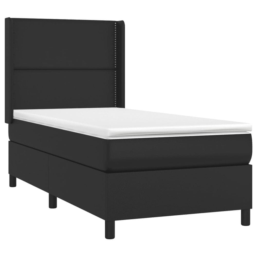Vidaxl Boxspring posteľ s matracom a LED čierna 90x200 cm umelá koža