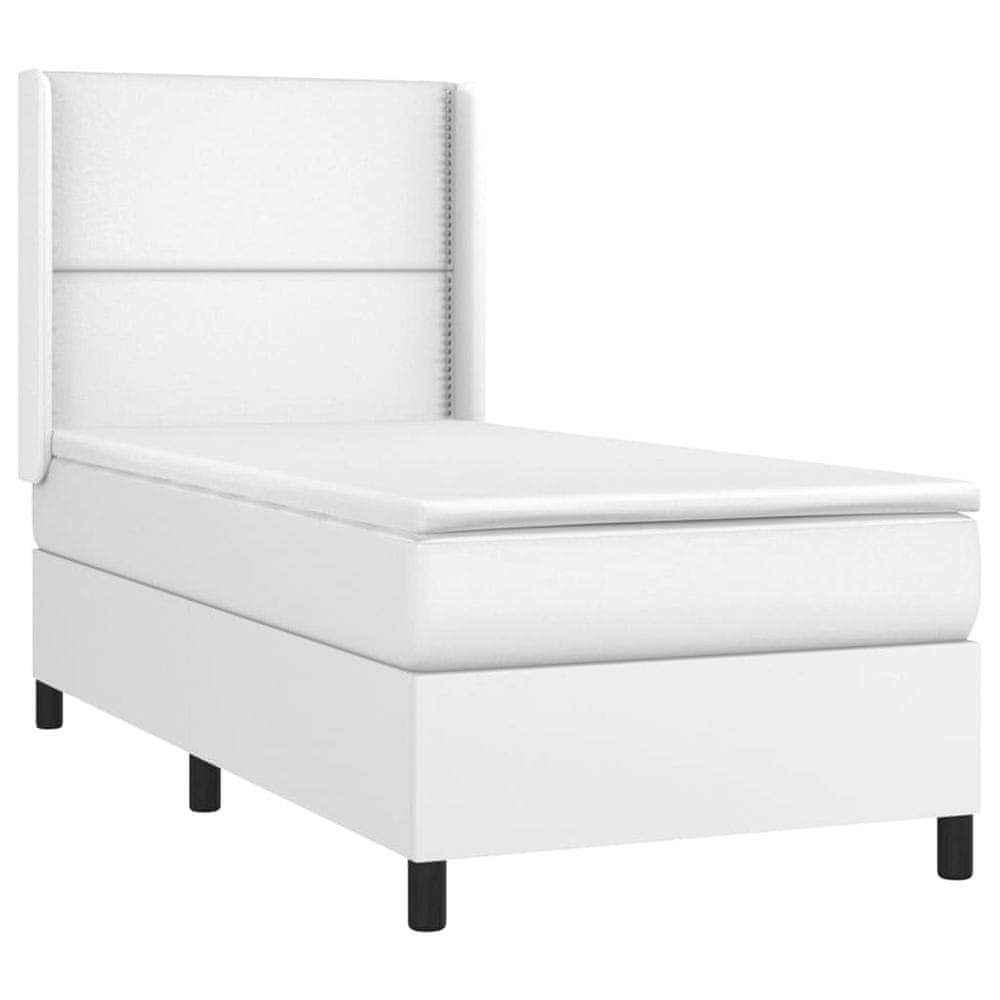 Vidaxl Boxspring posteľ s matracom biela 90x200 cm umelá koža