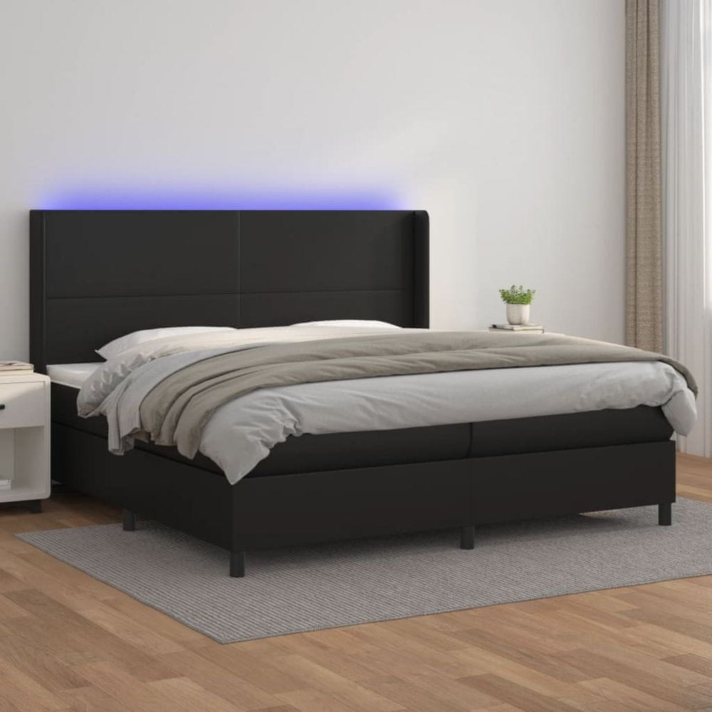 Petromila vidaXL Boxspring posteľ s matracom a LED čierna 200x200 cm umelá koža