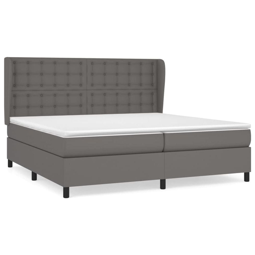 Vidaxl Boxspring posteľ s matracom sivá 200x200 cm umelá koža
