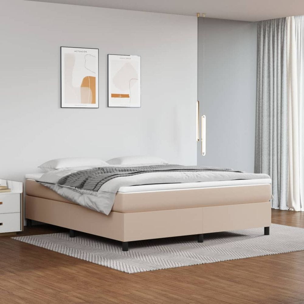 Vidaxl Boxspring posteľ s matracom kapučínová 180x200 cm umelá koža