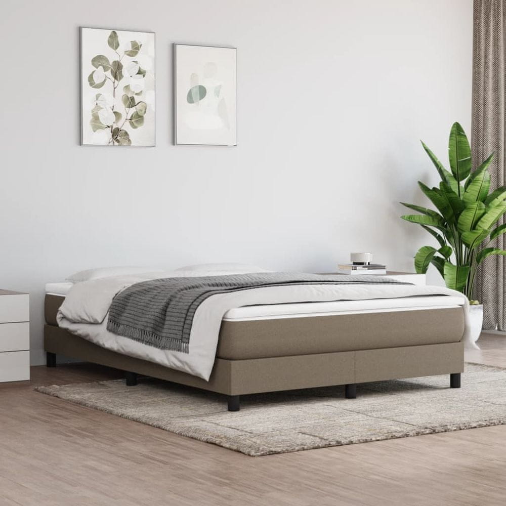 Vidaxl Boxspring posteľ s matracom sivohnedý 140x190 cm látka