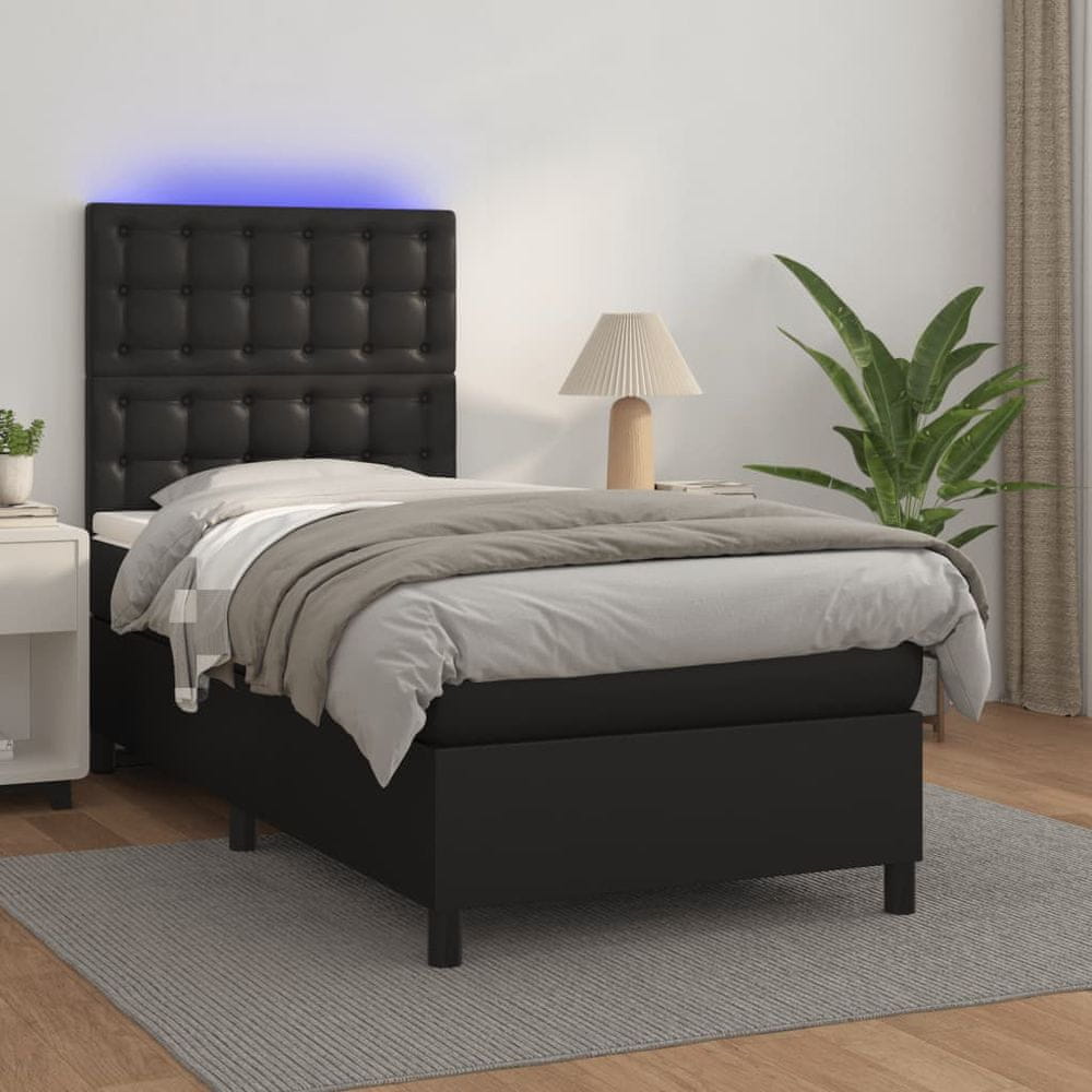 Petromila vidaXL Boxspring posteľ s matracom a LED čierna 80x200 cm umelá koža