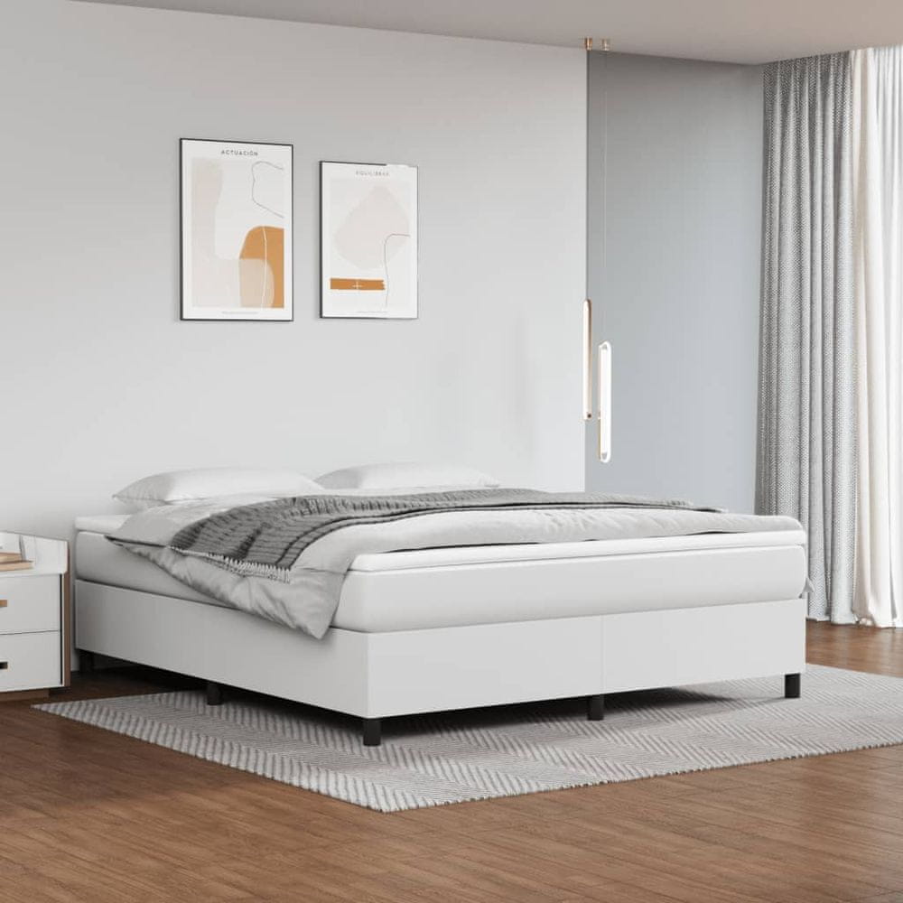 Vidaxl Boxspring posteľ s matracom biela 180x200 cm umelá koža