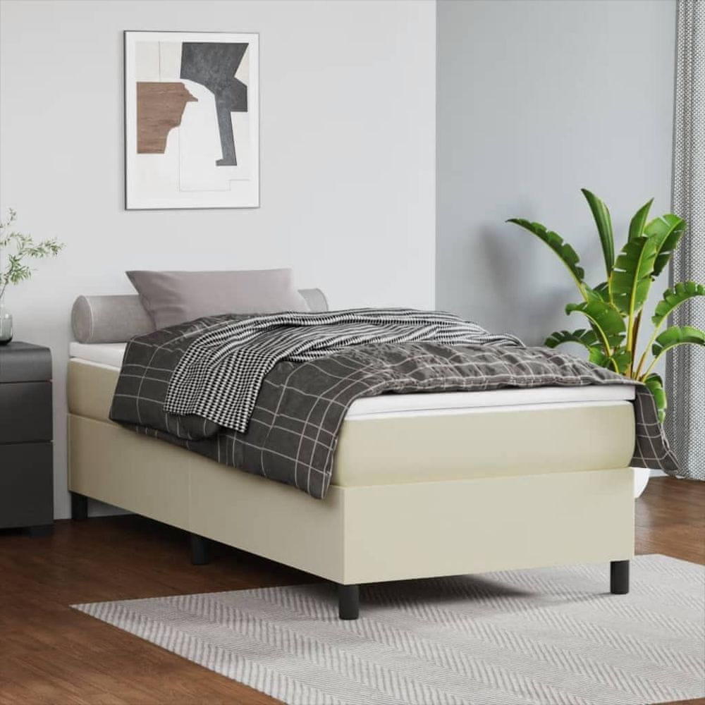 Vidaxl Boxspring posteľ s matracom krémová 80x200 cm umelá koža