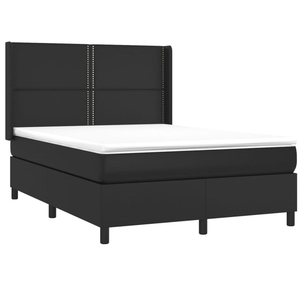 Vidaxl Boxspring posteľ s matracom a LED čierna 140x200 cm umelá koža