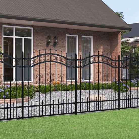 Vidaxl Záhradný plot s hrotmi čierny 165 cm oceľ s práškovým nástrekom