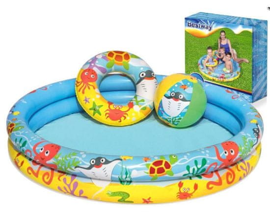 Bestway Nafukovací bazén pre deti 122x20 cm + koleso a lopta zdarma