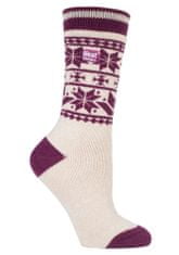 Heat Holders Dámske Heat Holders LITE termo froté ponožky WHITE s nórskym vzorom Farba: Fuksia