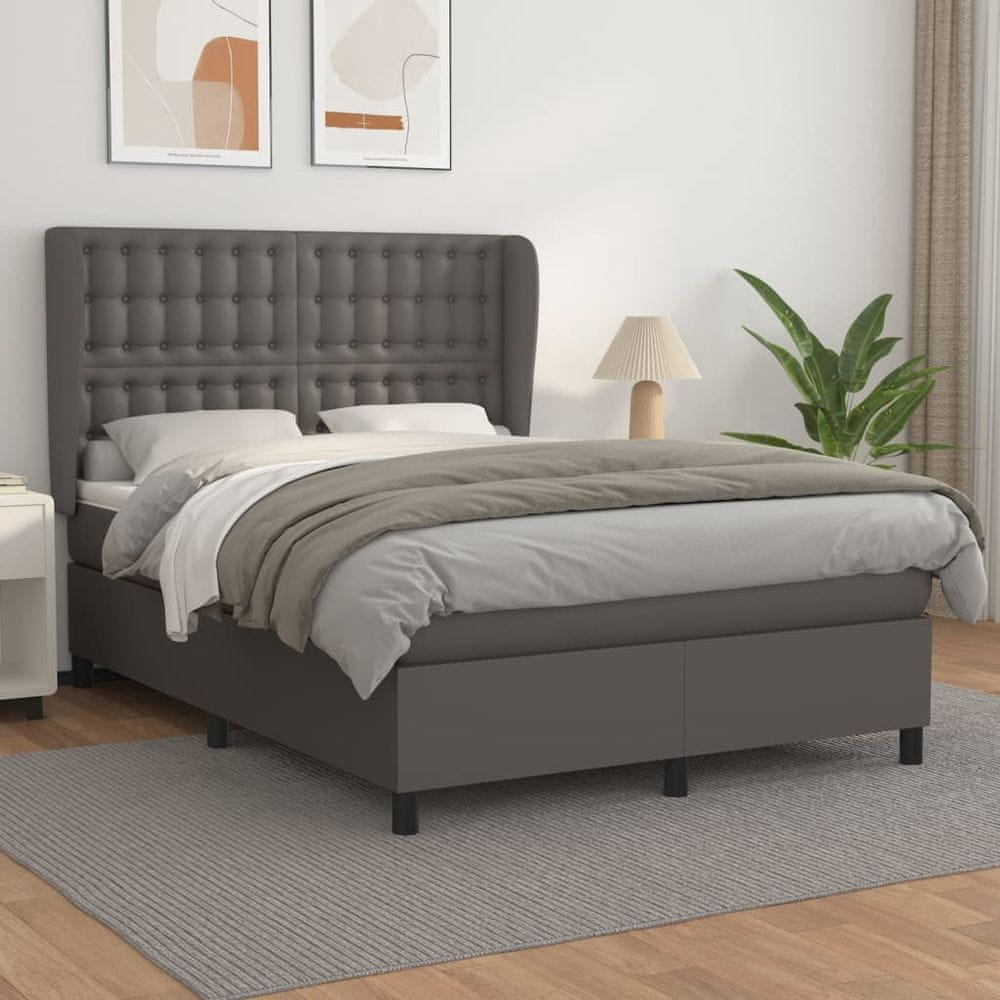 Petromila vidaXL Boxspring posteľ s matracom sivá 140x200 cm umelá koža