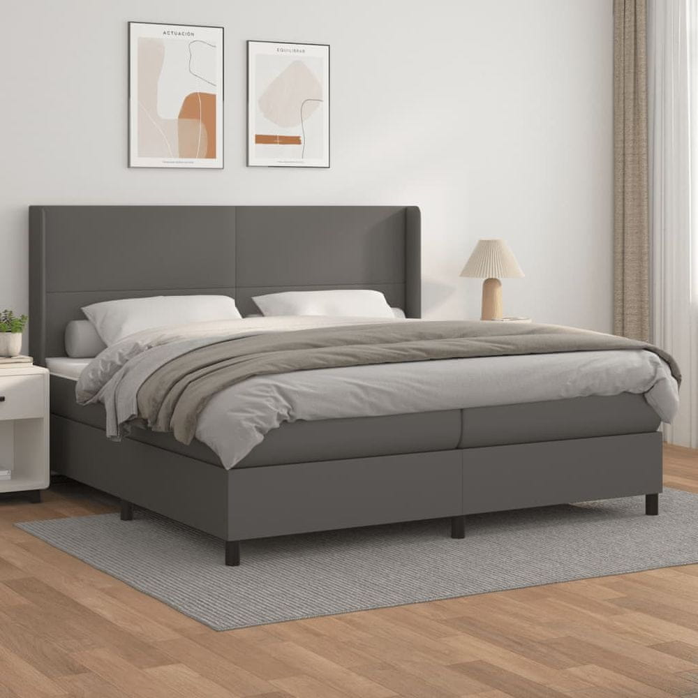 Petromila vidaXL Boxspring posteľ s matracom sivá 200x200 cm umelá koža