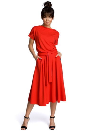 BeWear Dámske midi šaty Evap B067 červená