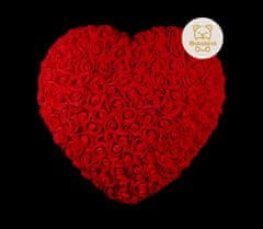 Medvídárek srdce z ruží - svetlo červené 26cm