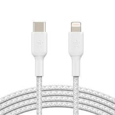Belkin USB-C kábel s lightning konektorom, 1m, biely - odolný