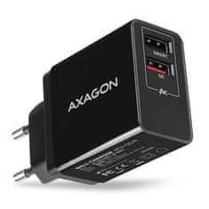 AXAGON ACU-QS24, QUICK a SMART nabíjačka do siete, 2x USB port QC3.0/AFC/FCP + 5V-1.2A, 24W