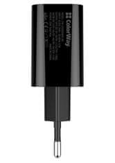 ColorWay 1x USB a 1x USB-C/ sieťová nabíjačka/ 20W/ 100V-240V/ Čierna